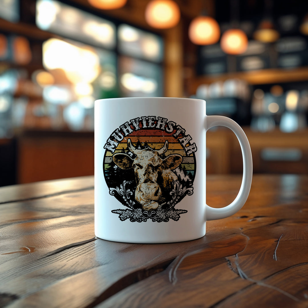 Muhviehstar Tasse | Lustige Kaffeetasse mit Kuh Bauer Kaffeebecher Landwirt Geschenk
