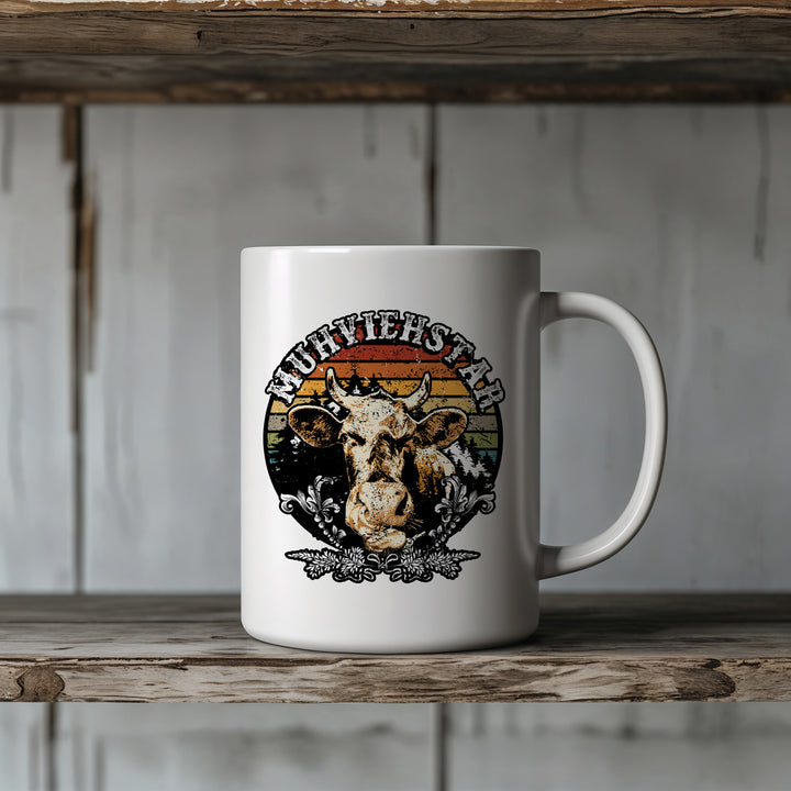 Muhviehstar Tasse | Lustige Kaffeetasse mit Kuh Bauer Kaffeebecher Landwirt Geschenk