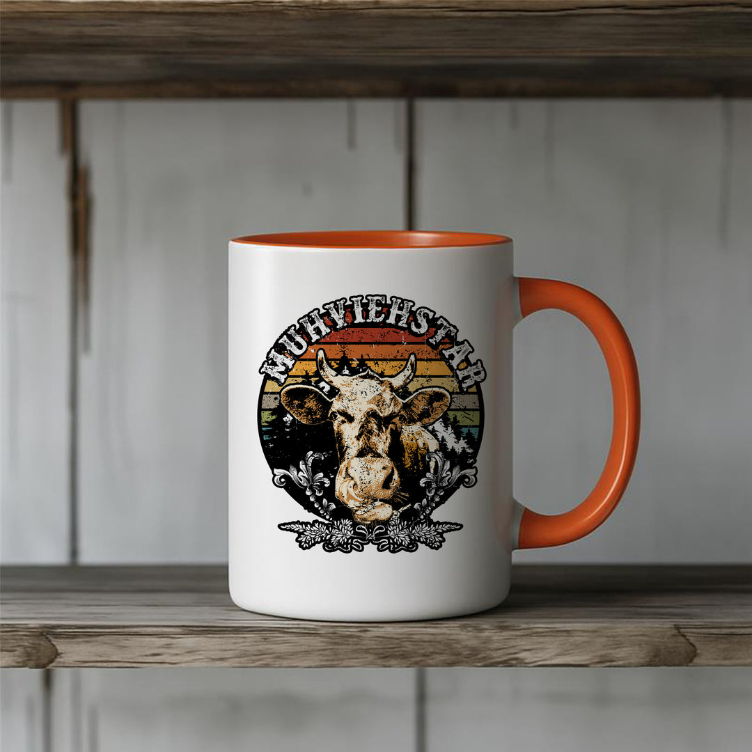 Muhviehstar Tasse | Lustige Kaffeetasse mit Kuh Bauer Kaffeebecher Landwirt Geschenk