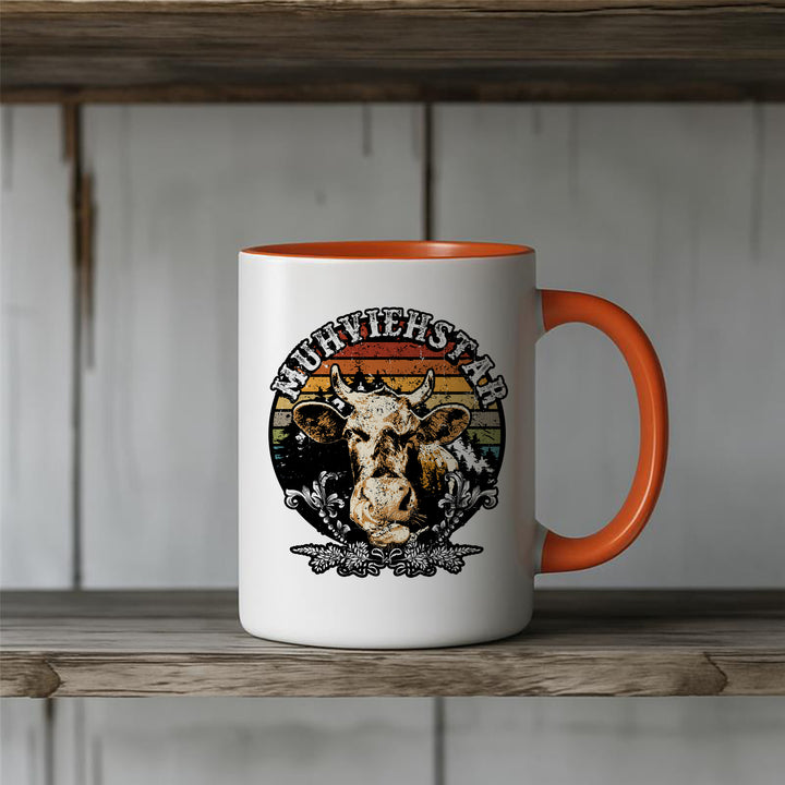Muhviehstar Tasse | Lustige Kaffeetasse mit Kuh Bauer Kaffeebecher Landwirt Geschenk