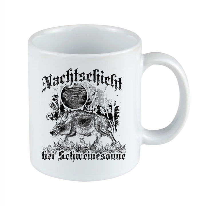 Nachtschicht bei Schweinesonne Tasse | Jäger Kaffeetasse Wildschwein Jagd Geschenk Kaffeebecher