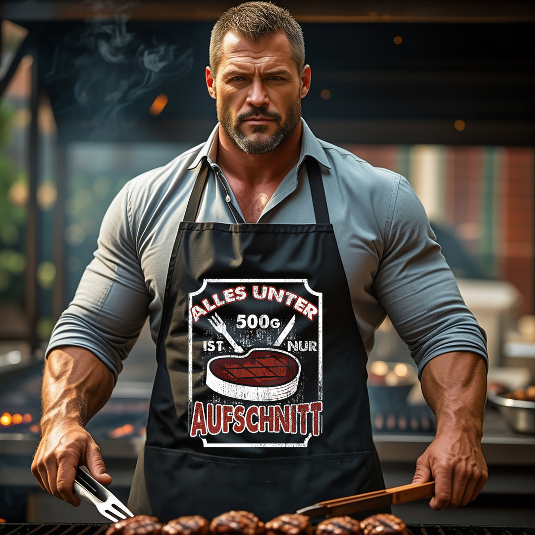 Grillschürze – „Nur Aufschnitt“ – BBQ Schürze mit Spruch für Männer M2