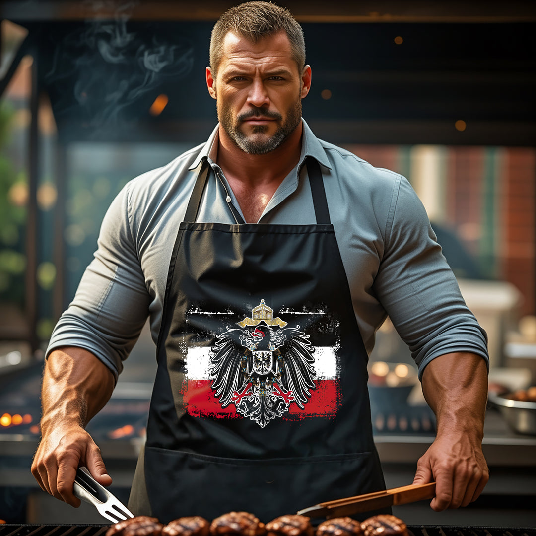 Grillschürze – „Old School Flag Kaiserreich“ – BBQ Schürze mit Spruch für Männer