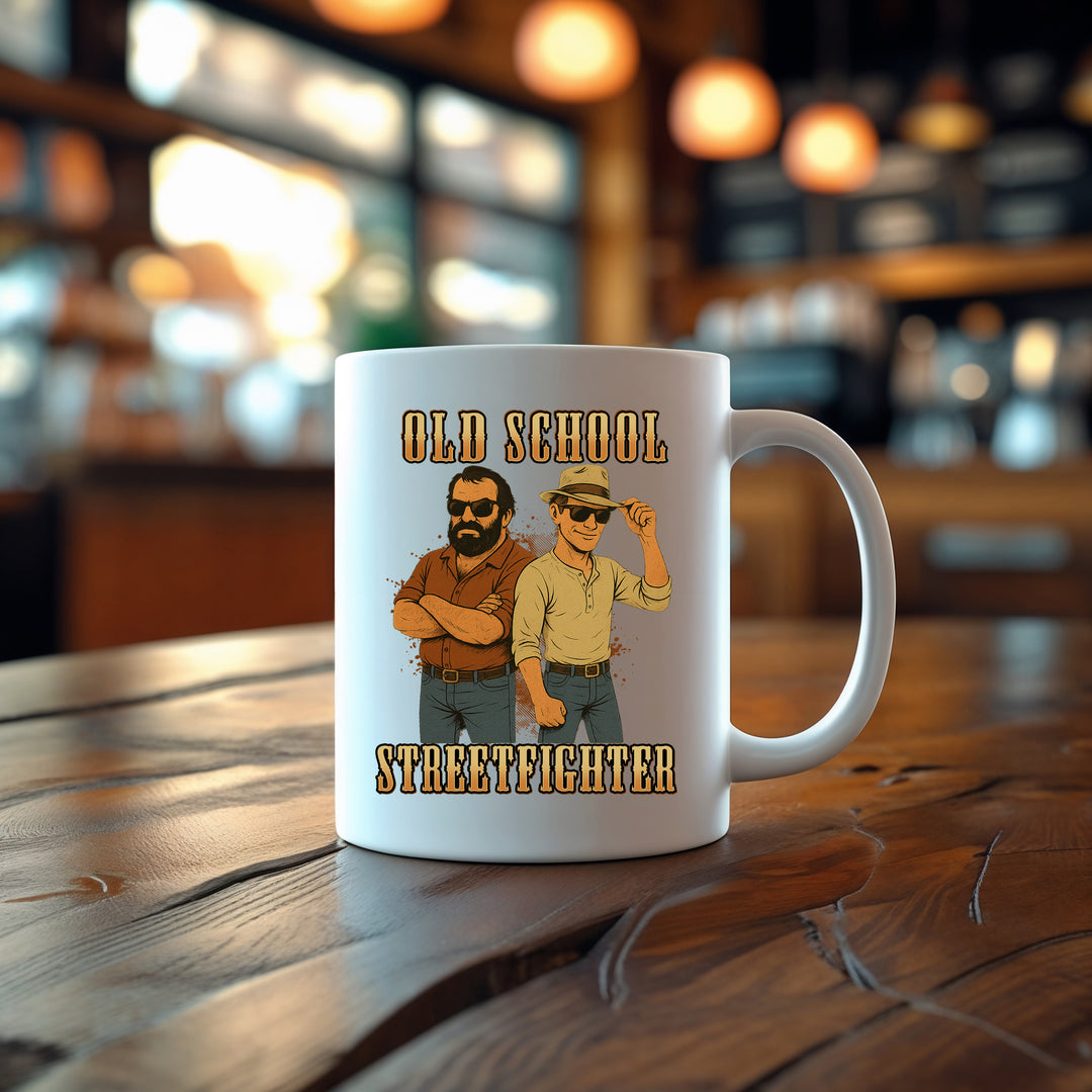 Old School Streetfighter Tasse | Mücke Bulldozer Kaffeetasse Bud Kaffeebecher 80er | M7