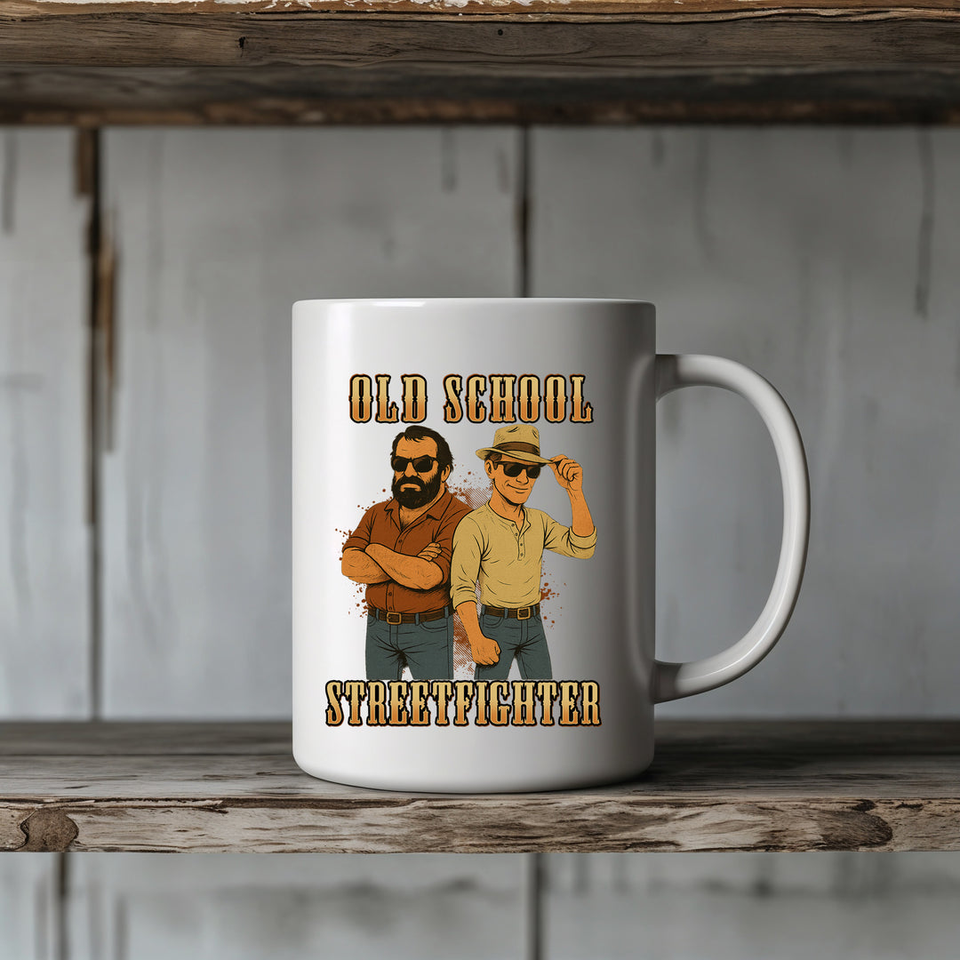 Old School Streetfighter Tasse | Mücke Bulldozer Kaffeetasse Bud Kaffeebecher 80er | M7