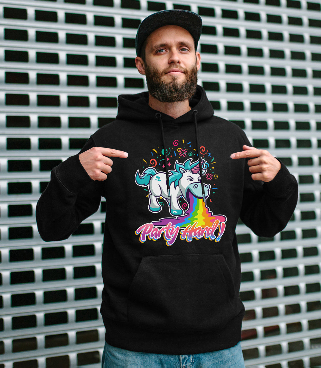 Party Hard Kapuzenpullover | Musik Party Einhorn