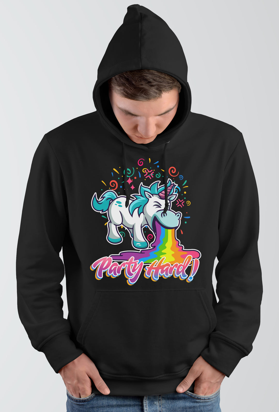 Party Hard Kapuzenpullover | Musik Party Einhorn