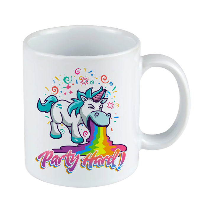 Party Hard Tasse | Kaffeebecher mit Einhorn Motiv – Lustige Kaffeetasse – Geschenkidee