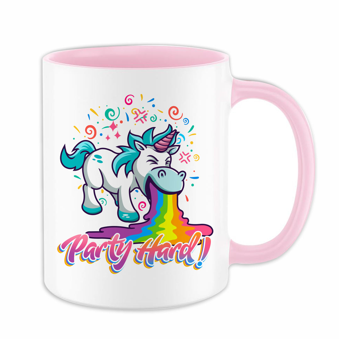 Party Hard Tasse | Kaffeebecher mit Einhorn Motiv – Lustige Kaffeetasse – Geschenkidee
