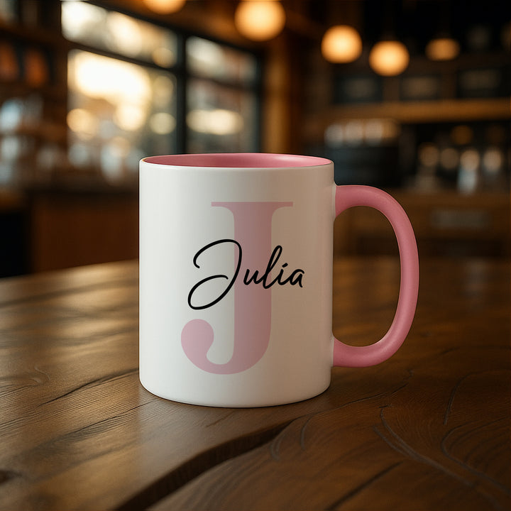Personalisierte Tasse mit Name & Initiale | Kaffeetasse Geschenk Geburtstag Weihnachten Valentinstag Kollegen Familie