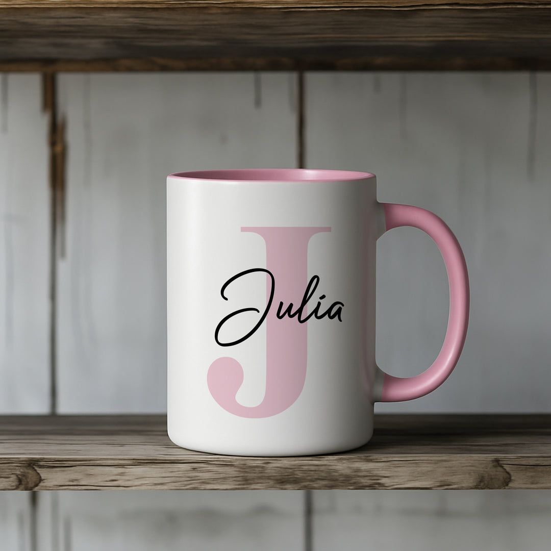 Personalisierte Tasse mit Name & Initiale | Kaffeetasse Geschenk Geburtstag Weihnachten Valentinstag Kollegen Familie