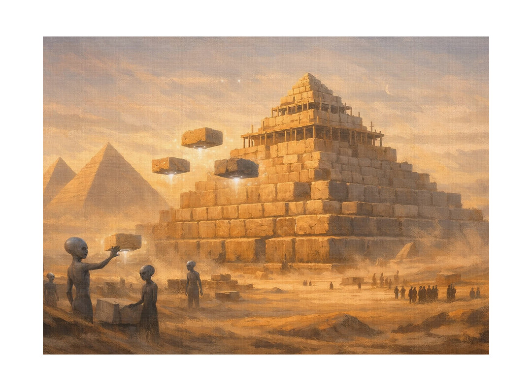 Pyramide Leinwand | Ägypten Alien Bild Mystische UFO Wüste Antike Deko | M1