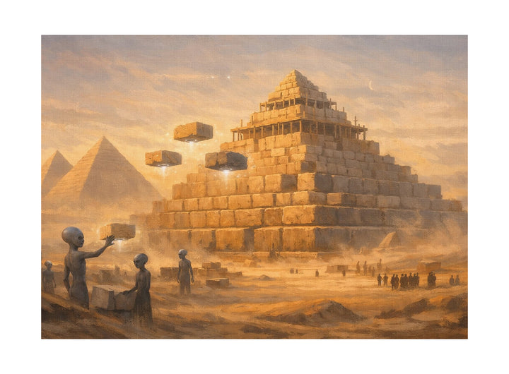 Pyramide Leinwand | Ägypten Alien Bild Mystische UFO Wüste Antike Deko | M1