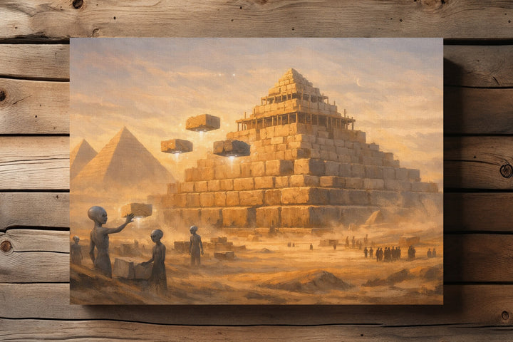 Pyramide Leinwand | Ägypten Alien Bild Mystische UFO Wüste Antike Deko | M1