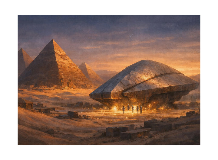 Pyramide Leinwand | Ägypten Alien Bild Mystische UFO Wüste Antike Deko | M2