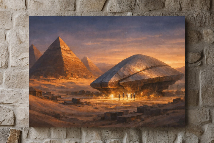 Pyramide Leinwand | Ägypten Alien Bild Mystische UFO Wüste Antike Deko | M2