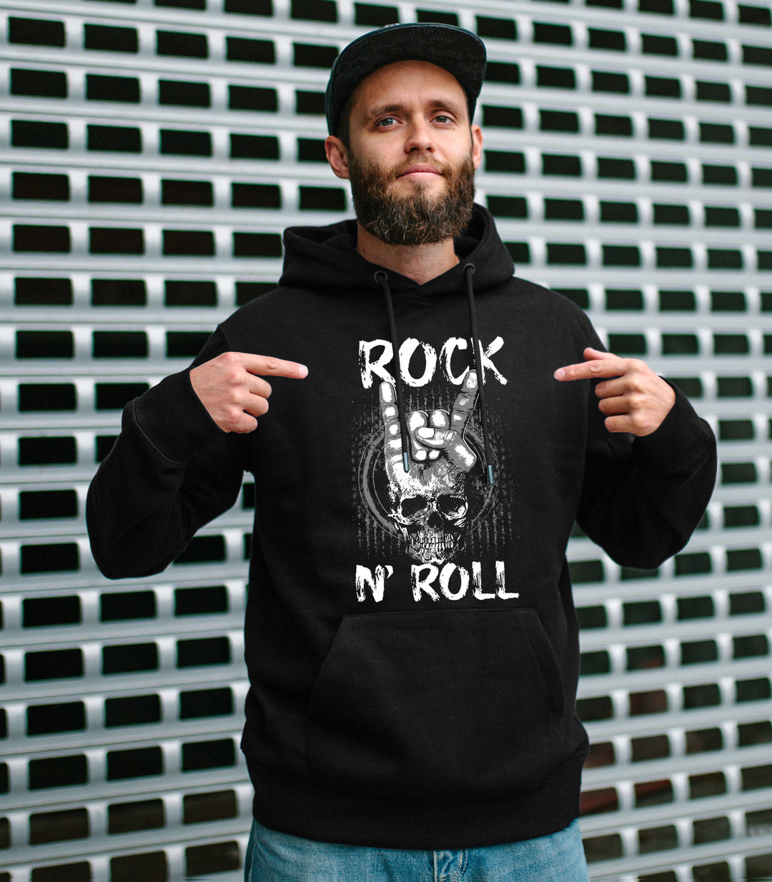 Rock ’n’ Roll Kapuzenpullover | Skull Totenkopf Rocker Musik | M4