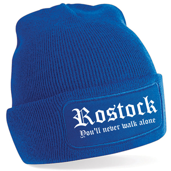 Rostock Never Walk Alone Mütze | Ostsee Mecklenburg Wintermütze | Patch Beanie