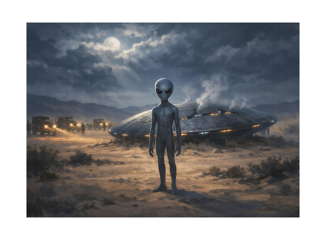 Roswell 1947 Leinwand | UFO Alien Bild Sci-Fi Wüste Deko | M1