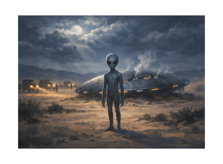 Roswell 1947 Leinwand | UFO Alien Bild Sci-Fi Wüste Deko | M1