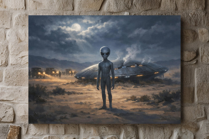 Roswell 1947 Leinwand | UFO Alien Bild Sci-Fi Wüste Deko | M1
