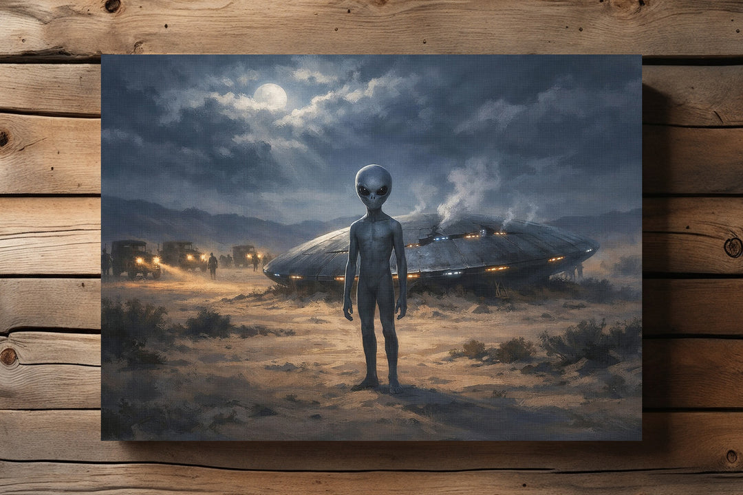 Roswell 1947 Leinwand | UFO Alien Bild Sci-Fi Wüste Deko | M1
