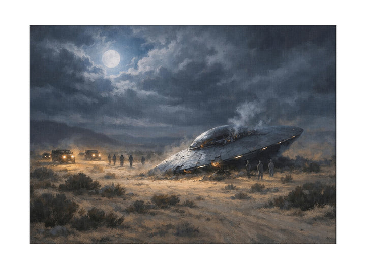 Roswell 1947 Leinwand | UFO Alien Bild Sci-Fi Wüste Deko | M2