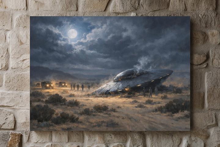 Roswell 1947 Leinwand | UFO Alien Bild Sci-Fi Wüste Deko | M2