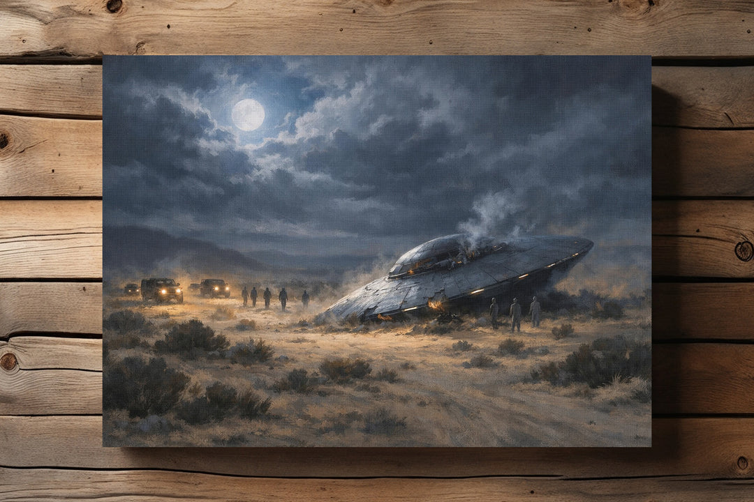 Roswell 1947 Leinwand | UFO Alien Bild Sci-Fi Wüste Deko | M2