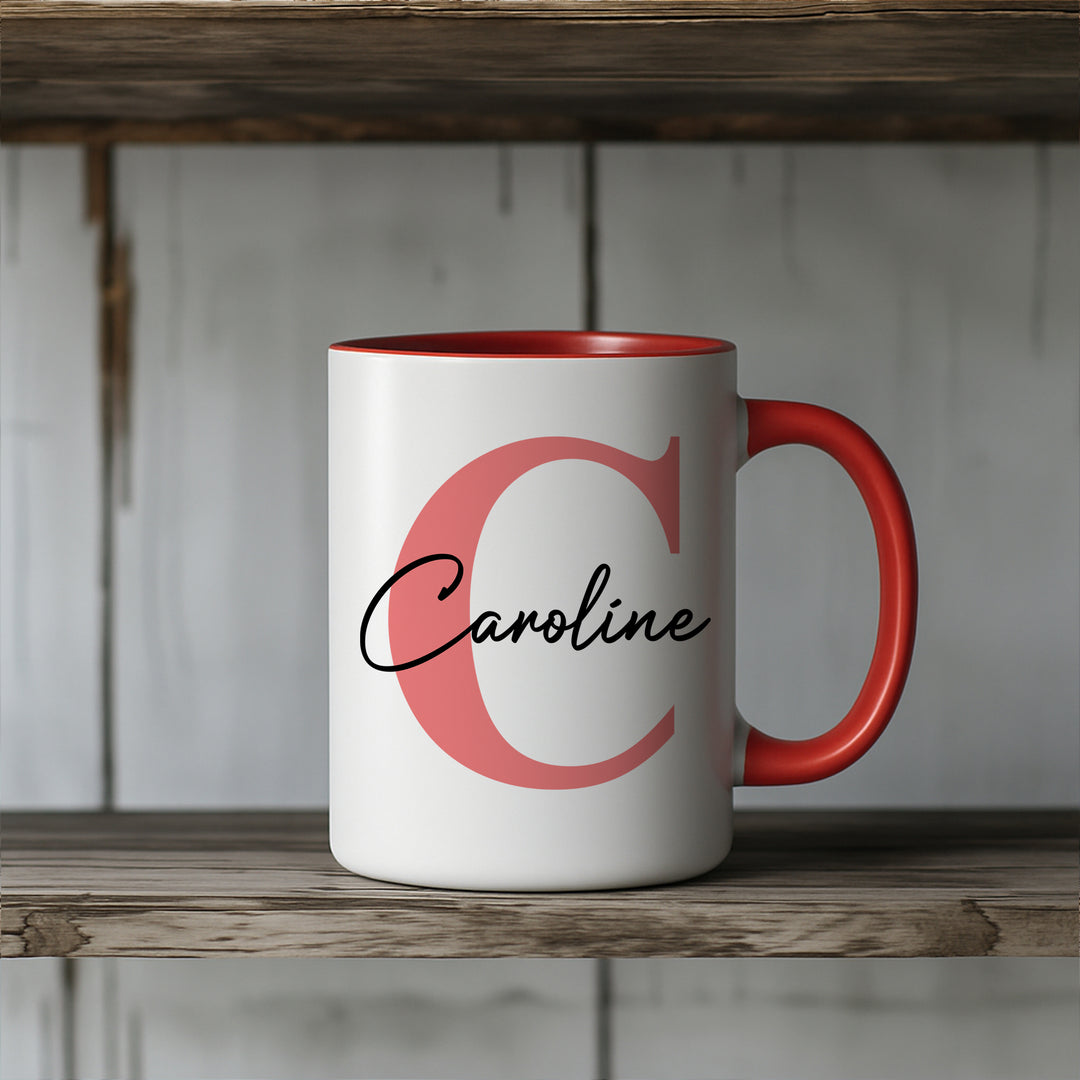 Personalisierte Tasse mit Name & Initiale | Kaffeetasse Geschenk Geburtstag Weihnachten Valentinstag Kollegen Familie