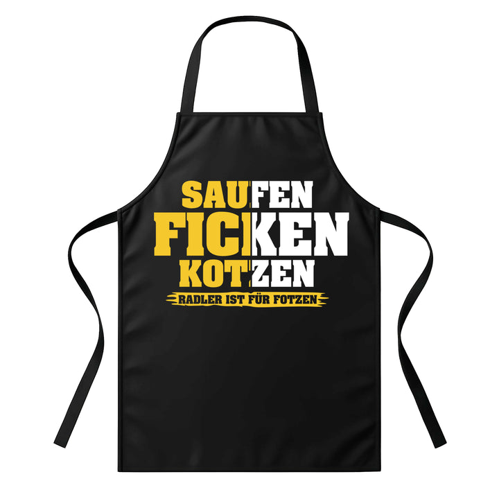 Grillschürze – „Saufen Ficken Kotzen“ – BBQ Schürze mit Spruch für Männer