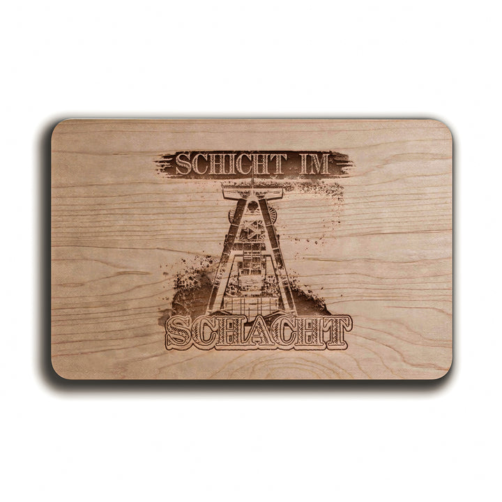 Schicht im Schacht Schneidebrett | Frühstücksbrettchen Holzbrett mit Gravur Küchenbrett Bergbau Ruhrpott Geschenk