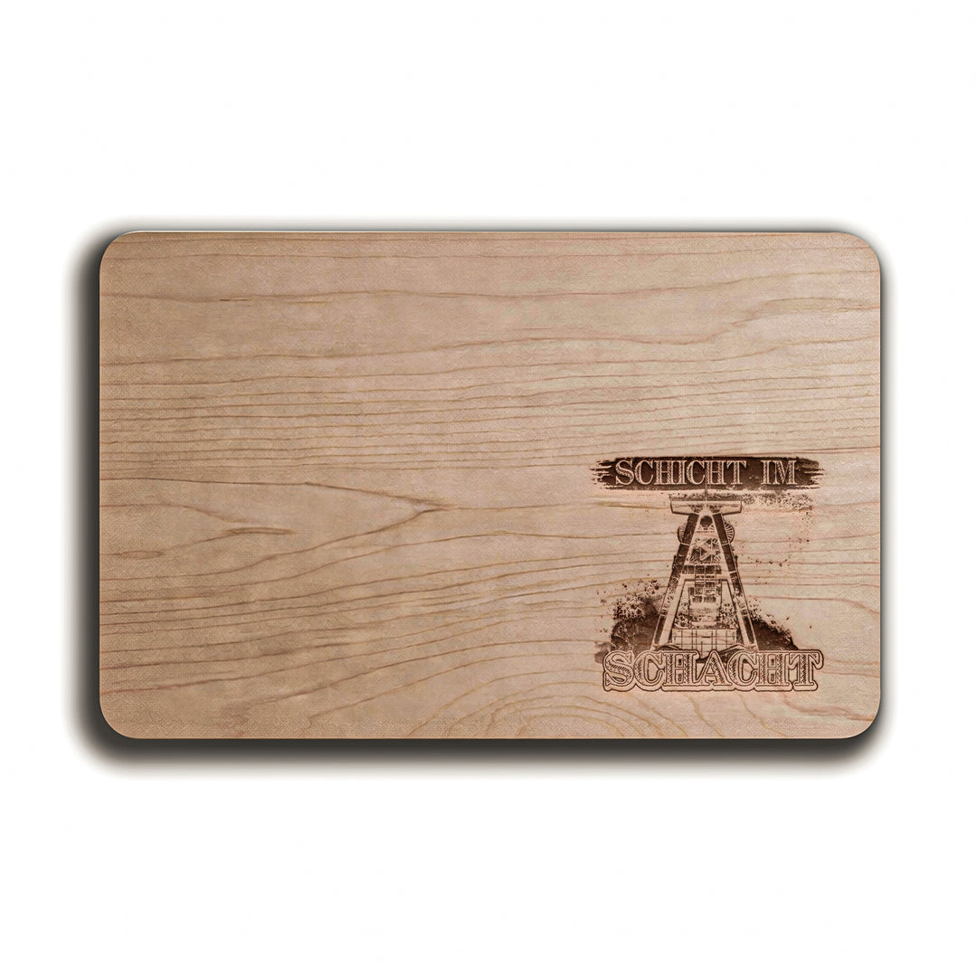 Schicht im Schacht Schneidebrett | Frühstücksbrettchen Holzbrett mit Gravur Küchenbrett Bergbau Ruhrpott Geschenk