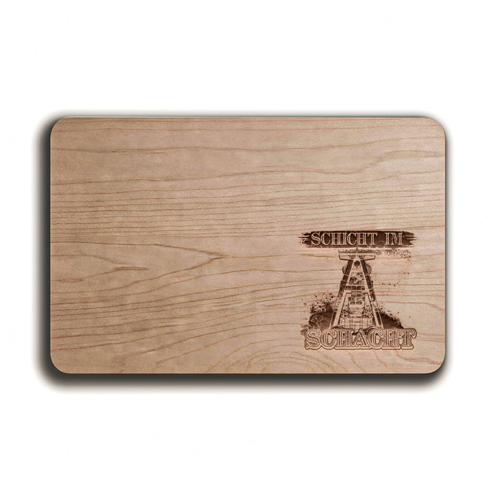 Schicht im Schacht Schneidebrett | Frühstücksbrettchen Holzbrett mit Gravur Küchenbrett Bergbau Ruhrpott Geschenk