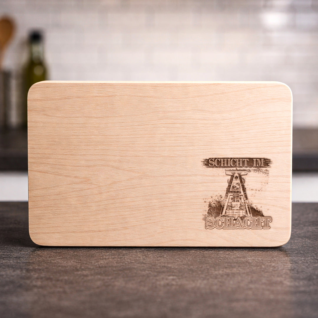 Schicht im Schacht Schneidebrett | Frühstücksbrettchen Holzbrett mit Gravur Küchenbrett Bergbau Ruhrpott Geschenk