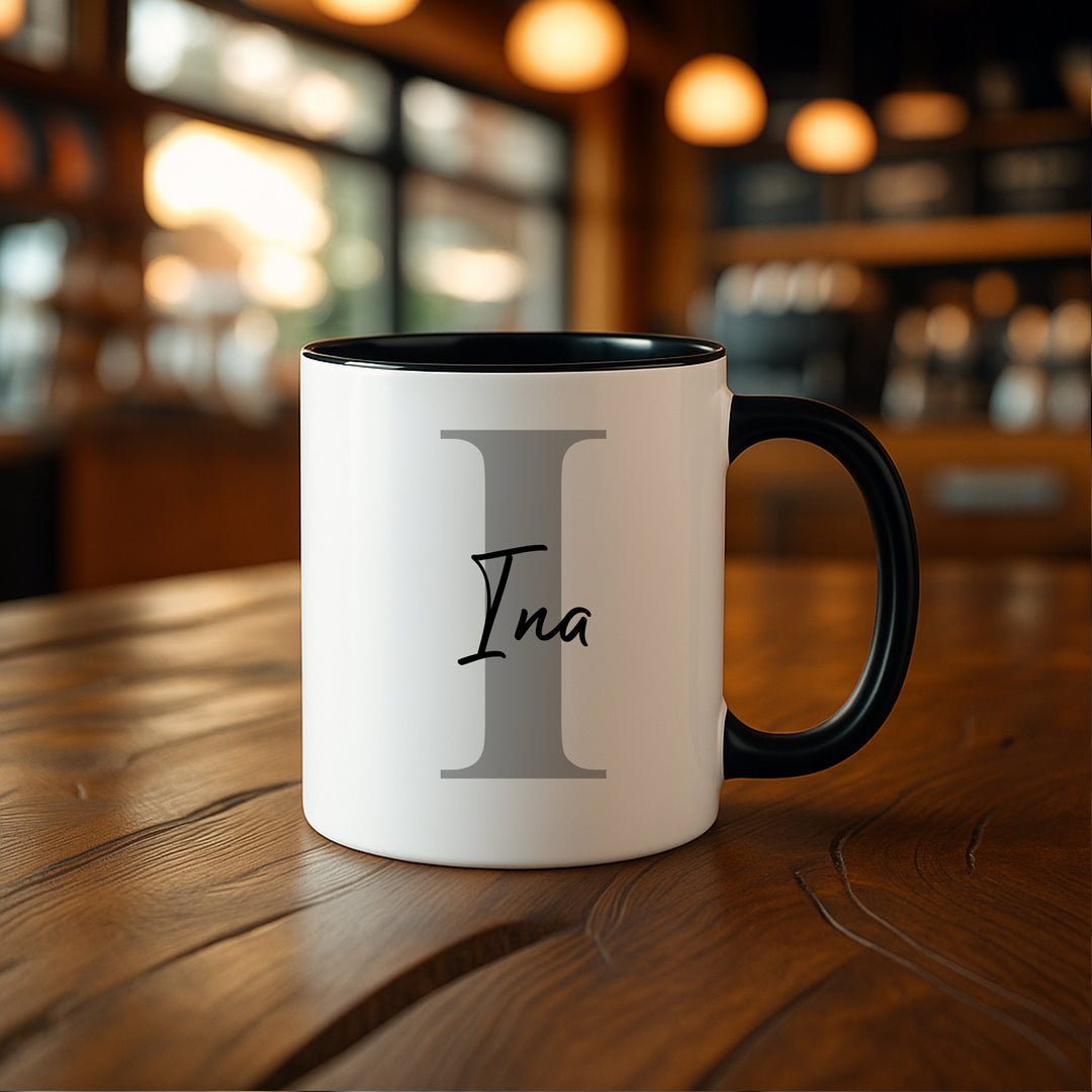 Personalisierte Tasse mit Name & Initiale | Kaffeetasse Geschenk Geburtstag Weihnachten Valentinstag Kollegen Familie