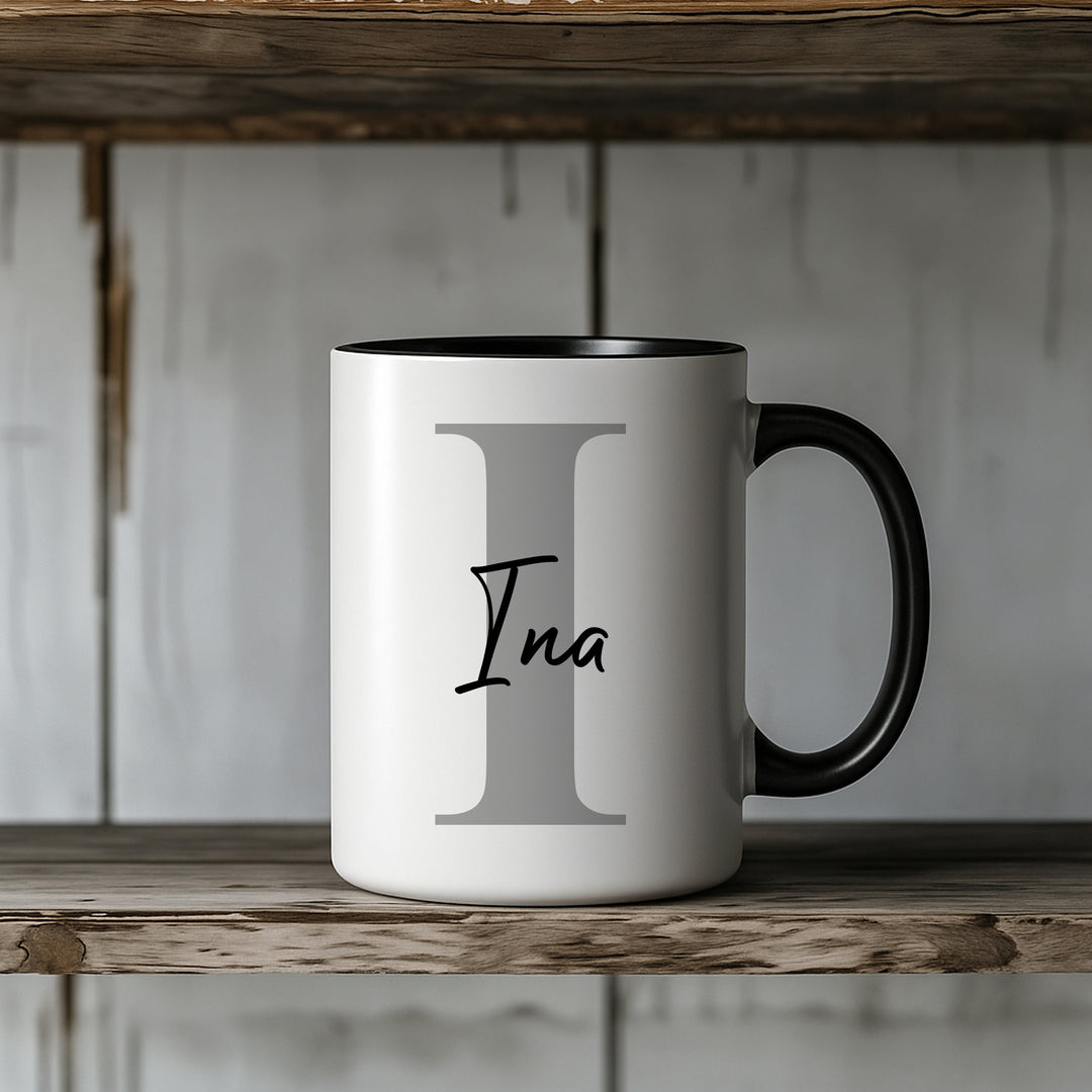 Personalisierte Tasse mit Name & Initiale | Kaffeetasse Geschenk Geburtstag Weihnachten Valentinstag Kollegen Familie
