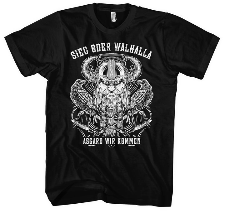 Sieg oder Walhalla T-Shirt | Wikinger Germanen Runen Odin Berserker | M1 Asgard