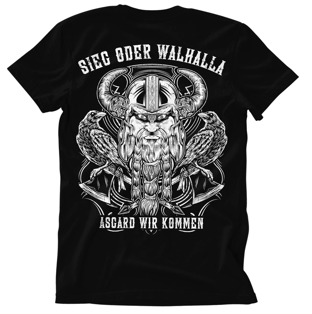 Sieg oder Walhalla T-Shirt | Wikinger Germanen Runen Odin Berserker | M2 Asgard