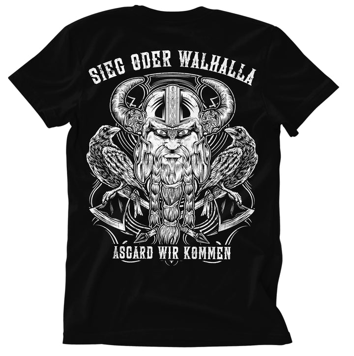 Sieg oder Walhalla T-Shirt | Wikinger Germanen Runen Odin Berserker | M2 Asgard