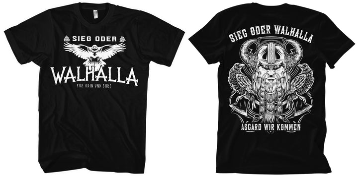Sieg oder Walhalla T-Shirt | Wikinger Germanen Runen Odin Berserker | M2 Asgard