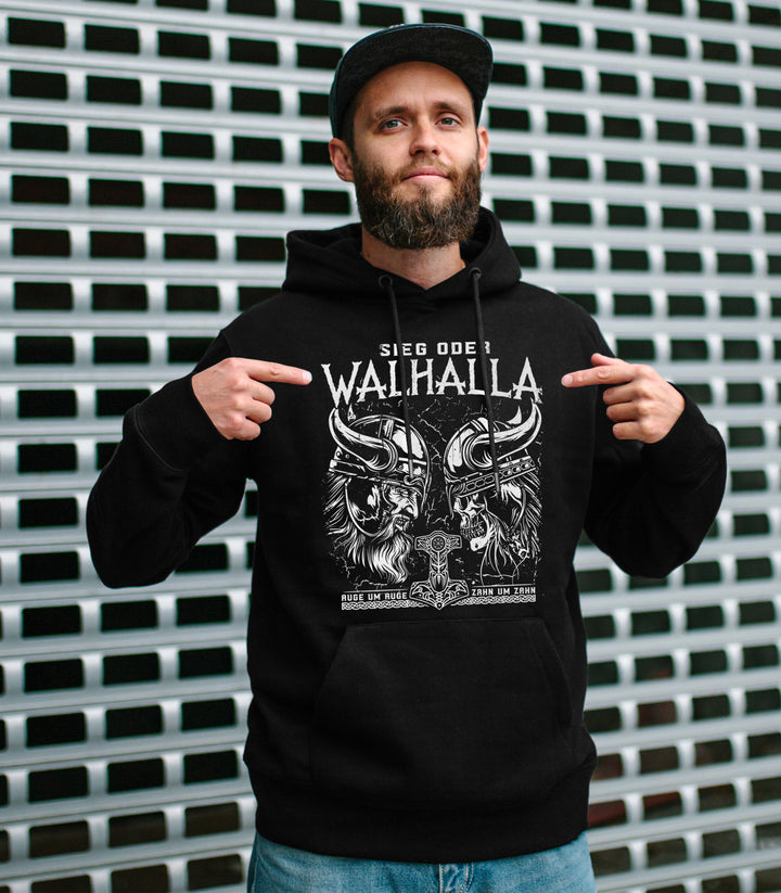 Sieg oder Walhalla Kapuzenpullover | Odin Wikinger Valhalla | M1 Auge