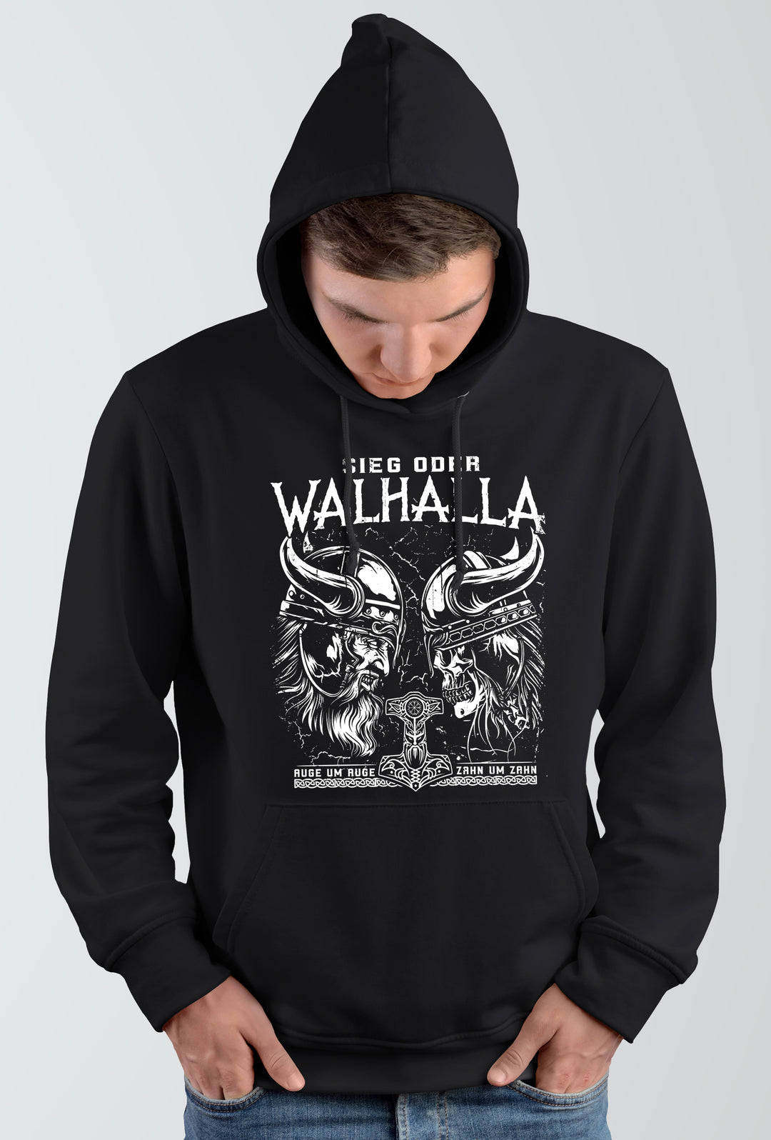 Sieg oder Walhalla Kapuzenpullover | Odin Wikinger Valhalla | M1 Auge