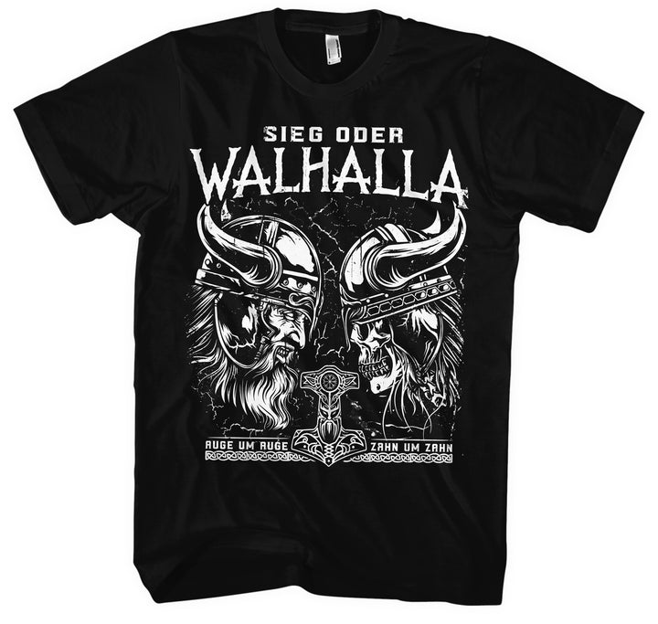 Sieg oder Walhalla T-Shirt | Wikinger Germanen Runen Odin Berserker | M1 Auge