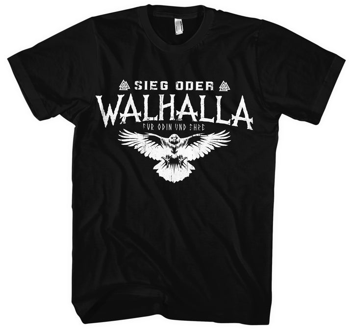 Sieg oder Walhalla T-Shirt | Wikinger Germanen Runen Odin Berserker | M2 FB Auge