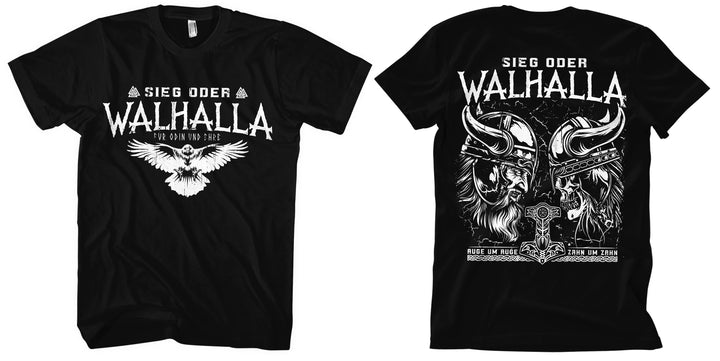 Sieg oder Walhalla T-Shirt | Wikinger Germanen Runen Odin Berserker | M2 FB Auge