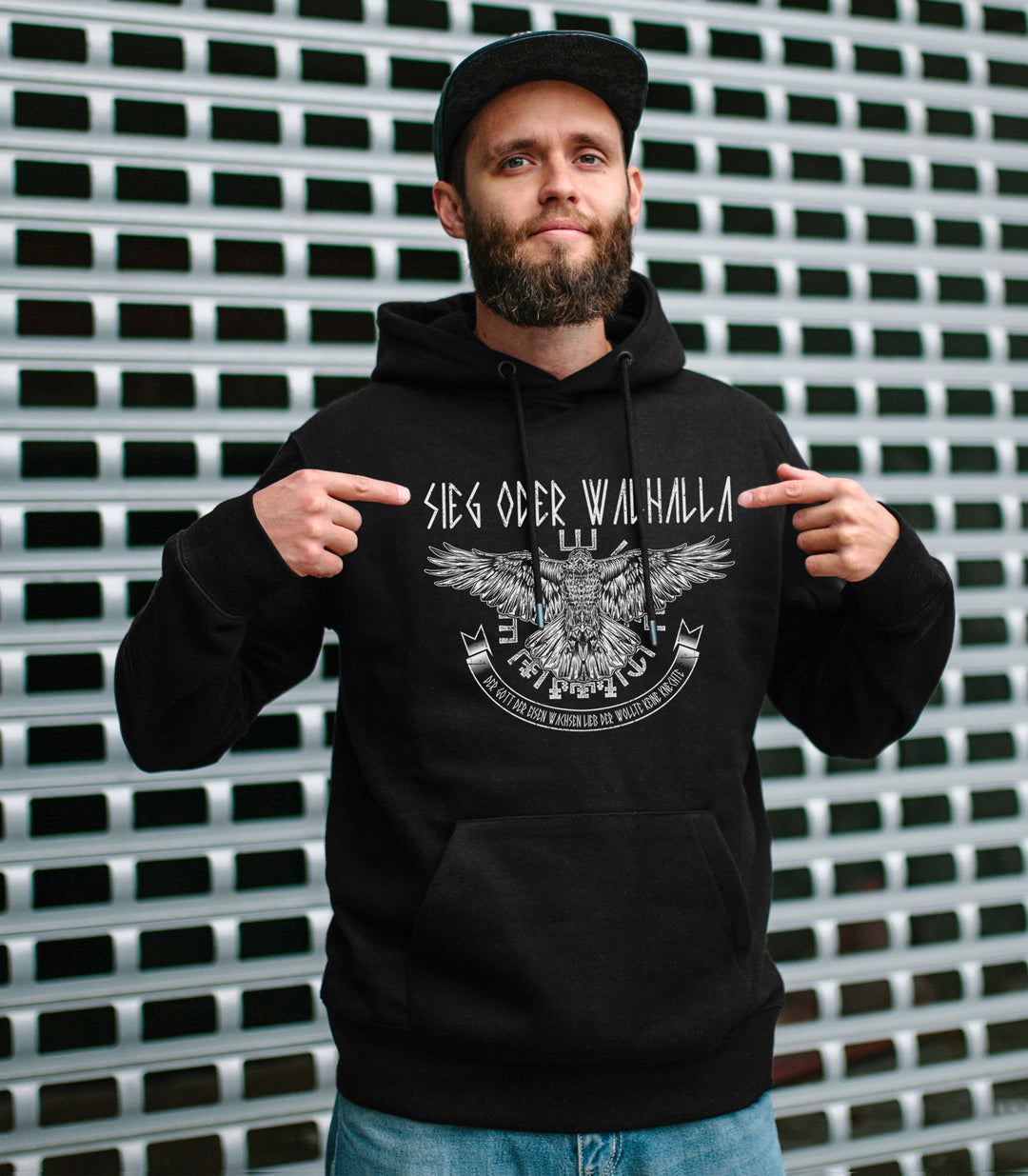 Sieg oder Walhalla Kapuzenpullover | Odin Wikinger Valhalla | M1 Hugin