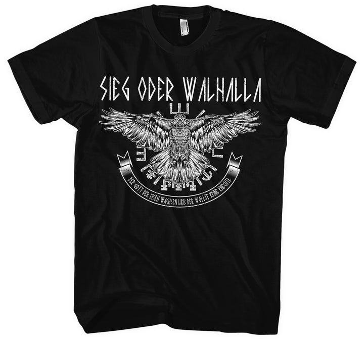 Sieg oder Walhalla T-Shirt | Wikinger Germanen Runen Odin Berserker | M1 Hugin