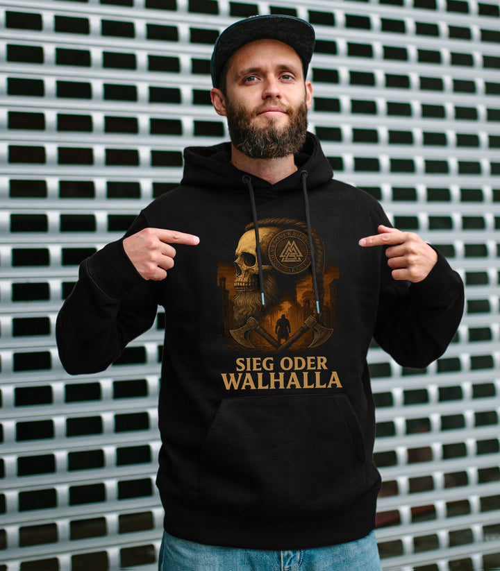 Sieg oder Walhalla Kapuzenpullover | Wikinger Odin Ragnar Valhalla | M10