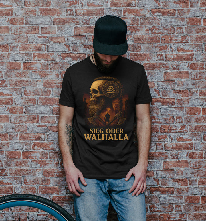 Sieg oder Walhalla T-Shirt | Wikinger Odin Ragnar Valhalla | M10